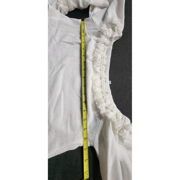 SKYLAR+MADISON White Bell Tassel Sleeve Top Crop Beach Boho Gypsy Festival NWT M - Picture 9 of 11